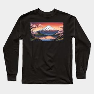 Mount Fuji in spring sunset Long Sleeve T-Shirt